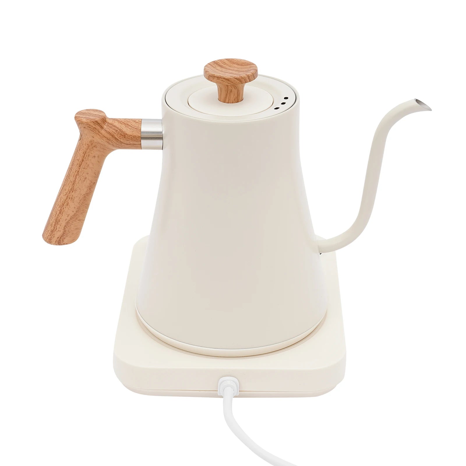 Electric Gooseneck Kettle for Coffee & Tea – 0.9L Stainless Steel Hot Water Kettle with LED Display (White)