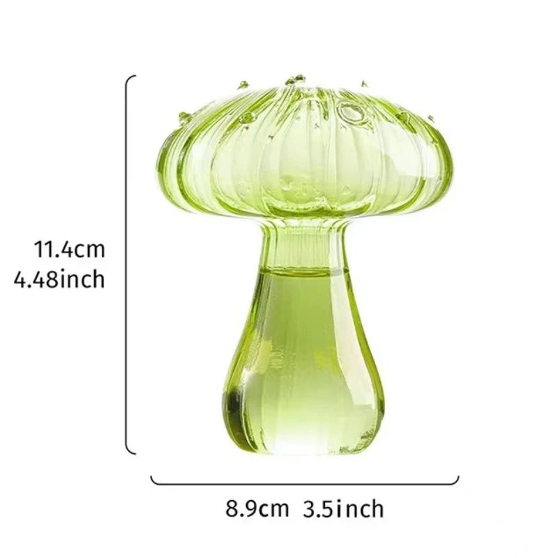Glass Colorful Mushroom Vase Nordic Style Indoor Home Decor Hydroponic Plant Flower Arrangement Ornament Room Desktop Decoration