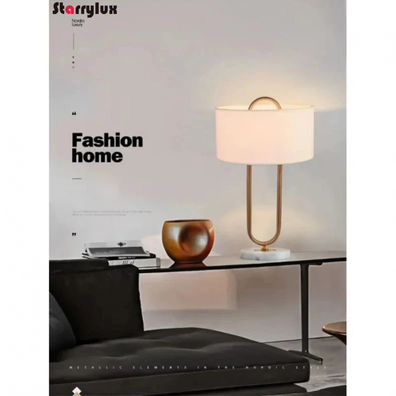 Marble Bedside Table Light Nordic Minimalist Style Luxury Hotel Model House Study  Living Room Decor Lamps