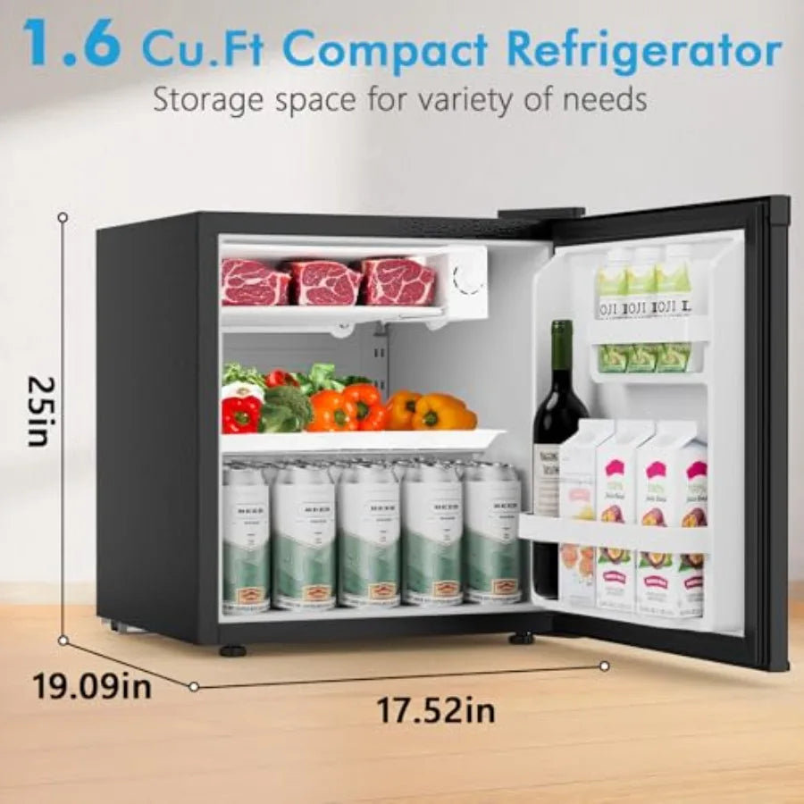 Compact Refrigerator with Freezer – 1.6 Cu.Ft (Stainless Steel)