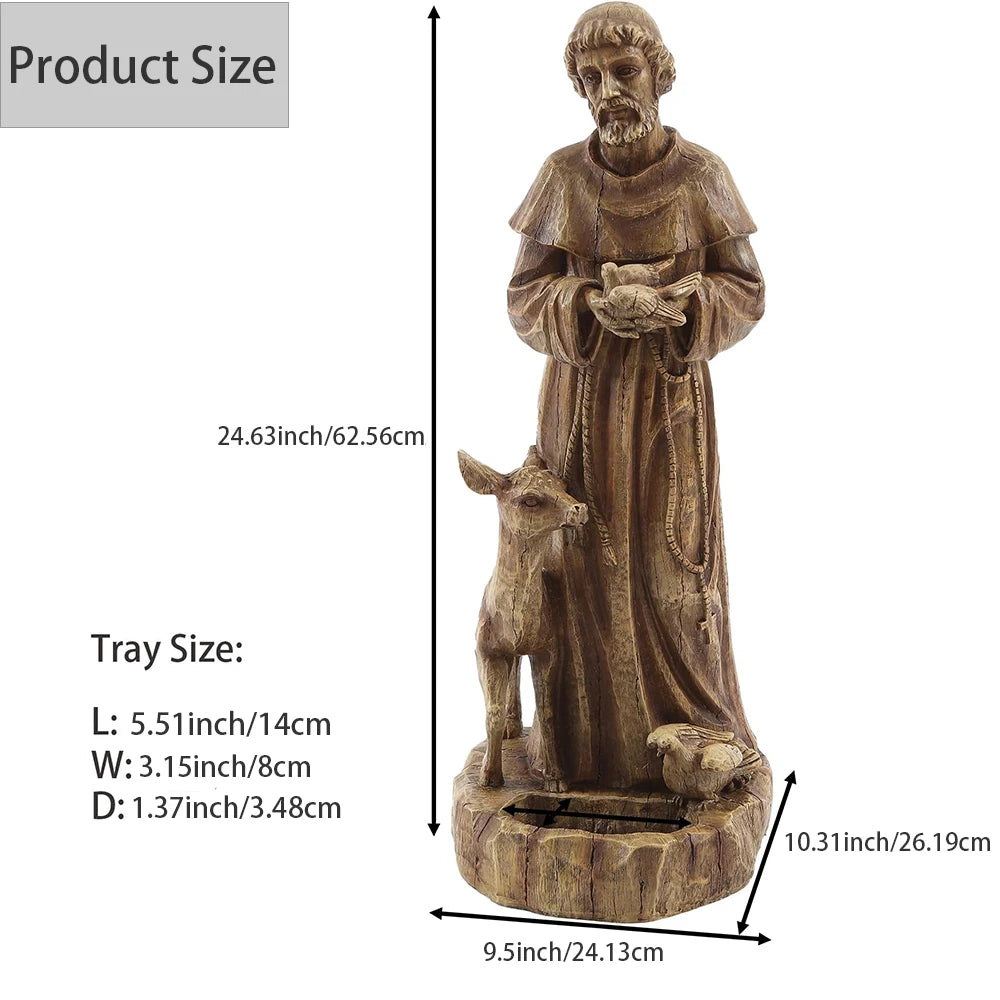 Outdoor Garden Saint Francis Garden Figure, Saint Francis Outdoor Sculpture for Garden Patio Yard Courtyard Decor