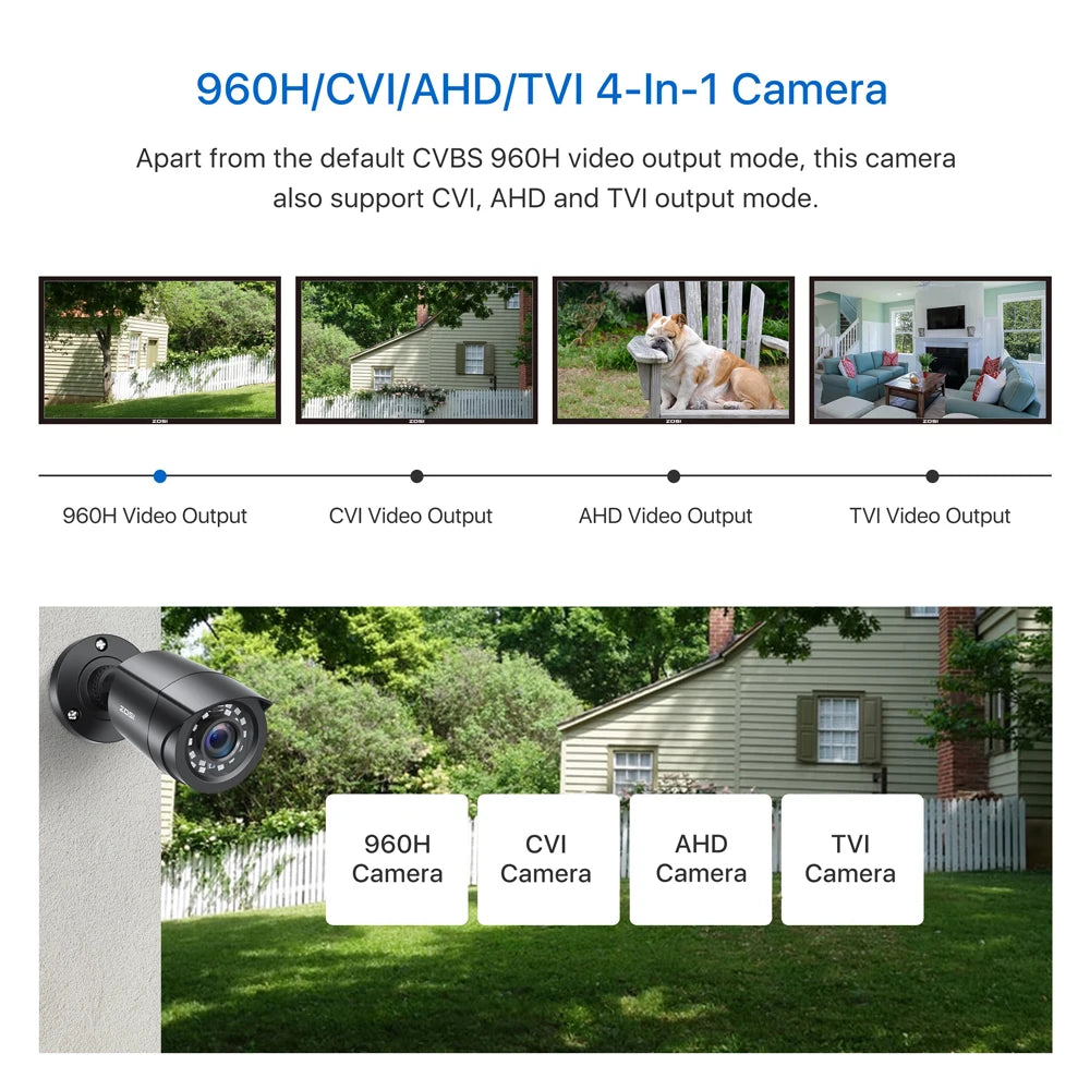 ZOSI 1080P HD Bullet Security Cameras – 4-Pack (Indoor / Outdoor)