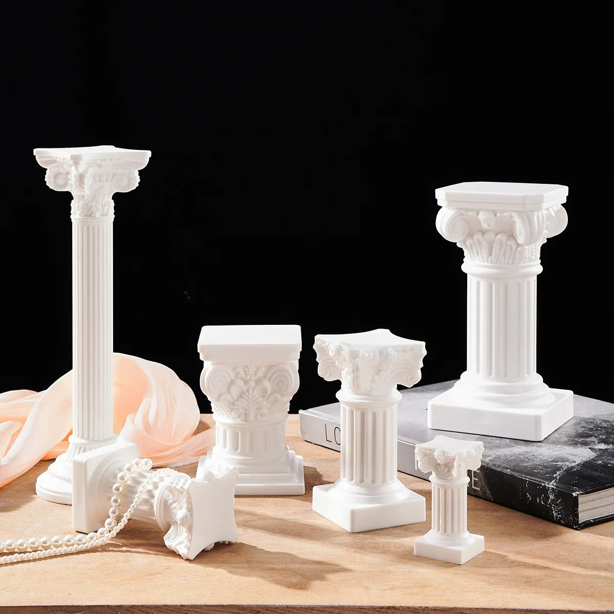 1PC, Roman column sculpture resin handicraft statues, festival decorative candlesticks, Roman column church decorations