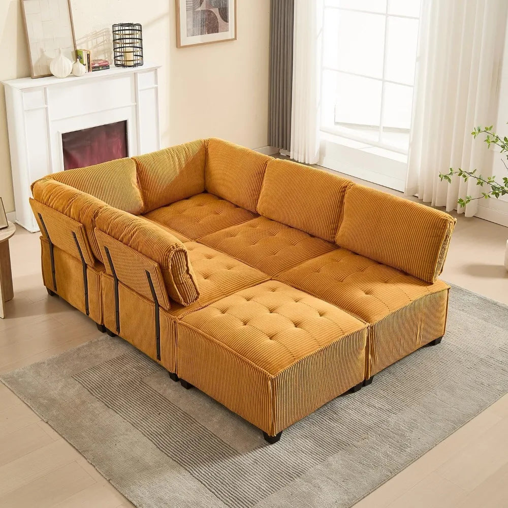 Oversized U-Shaped Sectional Sofa with Reversible Chaise, 6-Seat Comfortable Modular Couch for Relaxation and Versatility