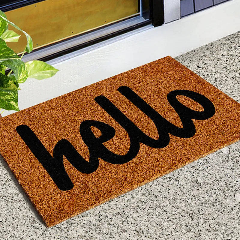 Entrance Doormat Indoor Outdoor PVC Antiwear Non Slip Waterproof Bathroom Carpet Faux Coconut Fiber Rugs Front Door Floor Mats