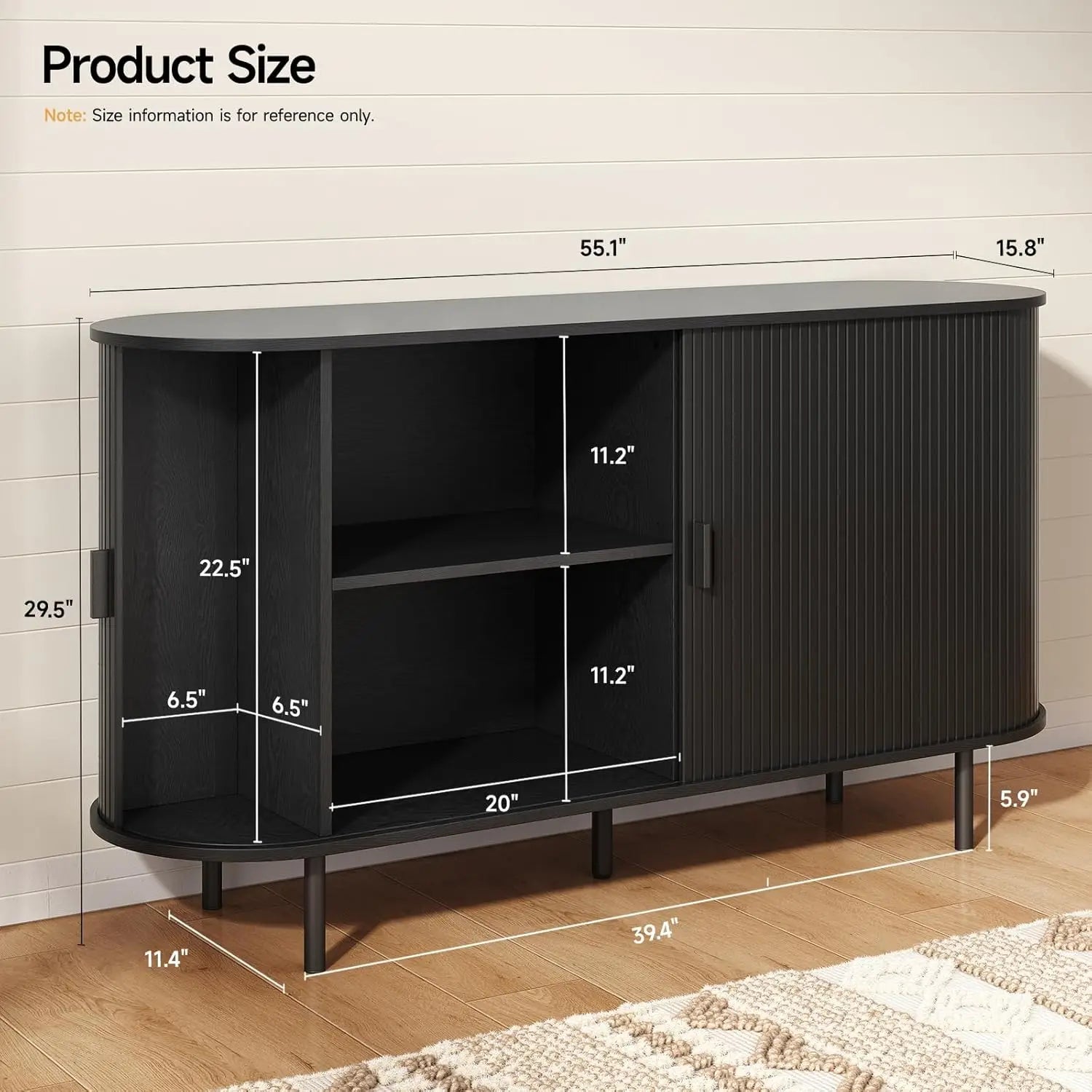 Sideboard Buffet Cabinet with Sliding Door, Storage Cabinet & Adjustable Shelf, Coffee Bar Cabinet Console Table