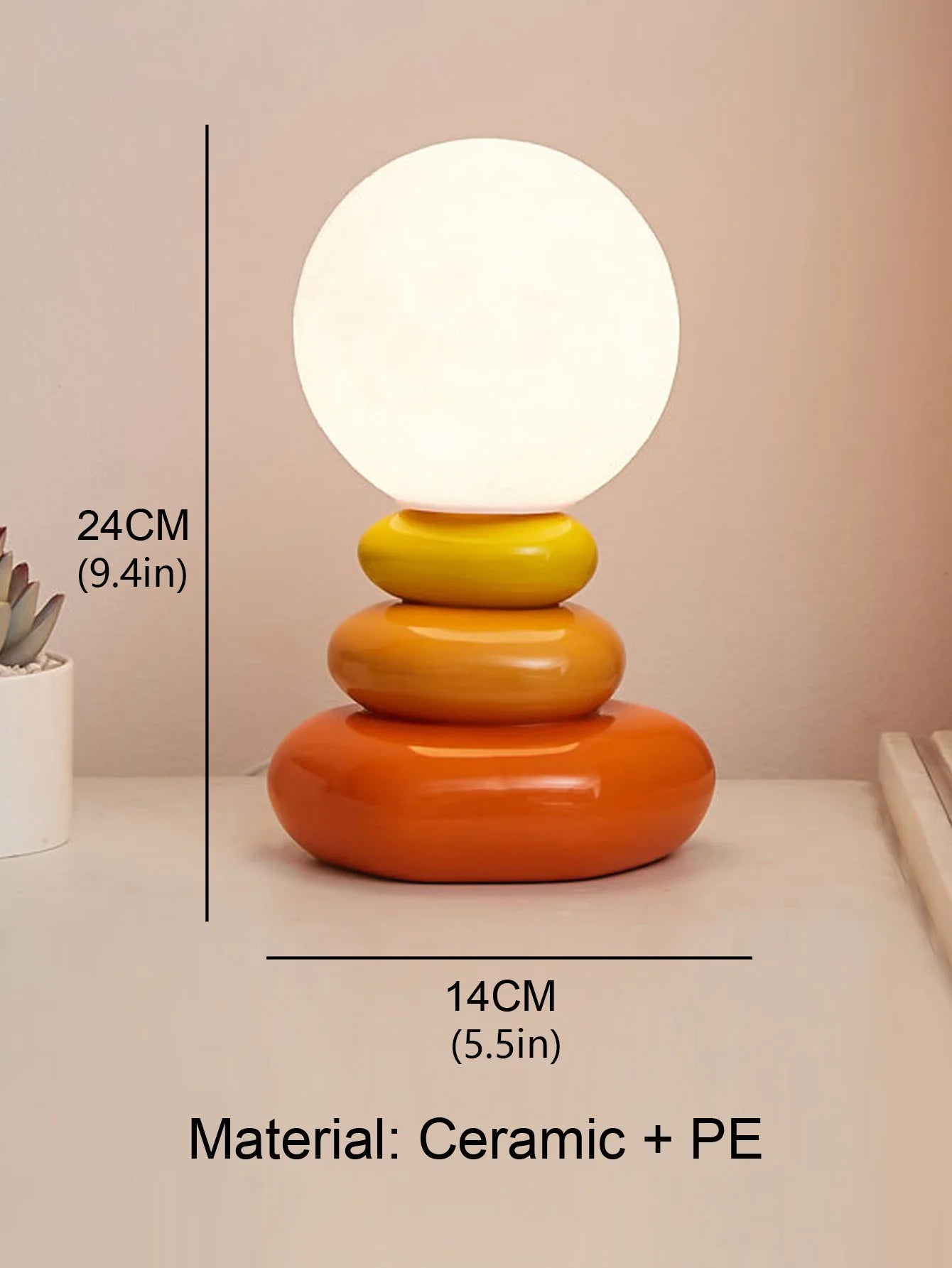 LED Colorful ceramics led table lamp for bedroom desk Mood light Lamp bedside table moon stromatolite Room decorating items