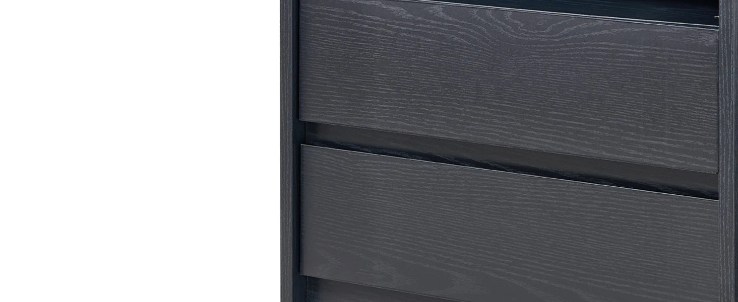 25" Tall Modern Nightstand with Charging Station, 23.6'' Wide Wood Bedside Table w/2 Storage Drawers,for Bedroom, Living Room