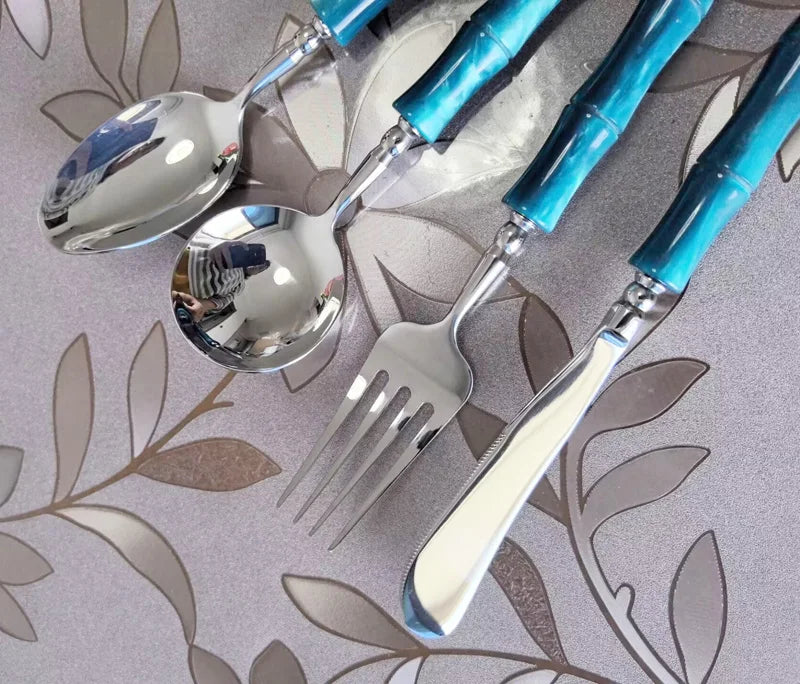 GH off-white acrylic handle 304 stainless steel cutlery cutlery knife fork spoon restaurant hotel high-end exquisite set