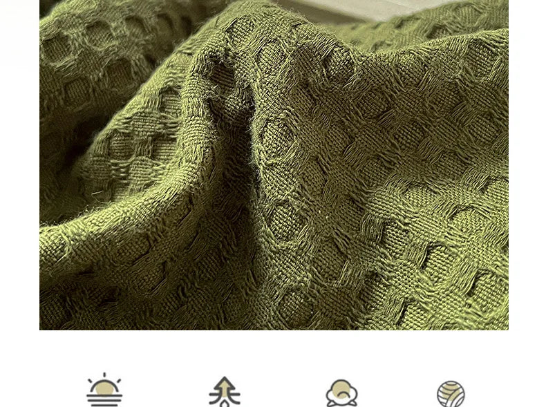 Simple Waffle Jacquard 100% Cotton Bedding Set Soft Comfortable Queen Duvet Cover Set with Sheets Quilt Cover and Pillowcases