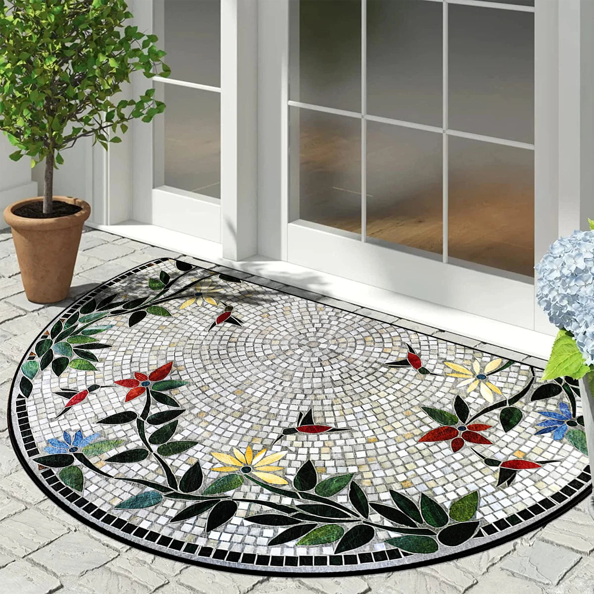 Entrance Door Mat Semi-circular Carpet Outdoor Rug Modern Art Style Rugs Garden Home Decorative Floor Mats Alfombra De Entrada