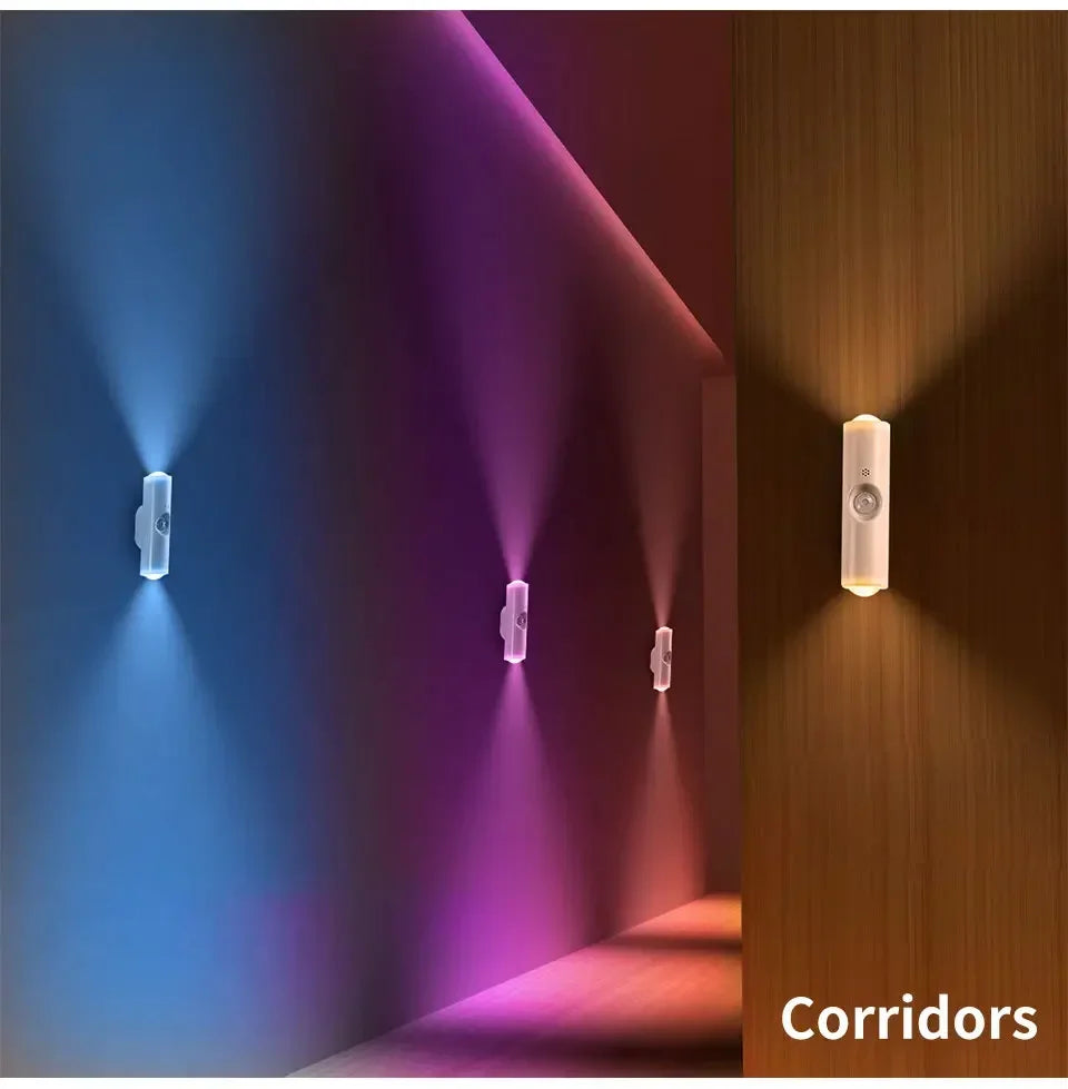 Smart RGB Gradient Wall Light Motion Sensor Magnetic Rechargeable Wall Sunset Lamp for Bedroom Closet Garden Room Decoration