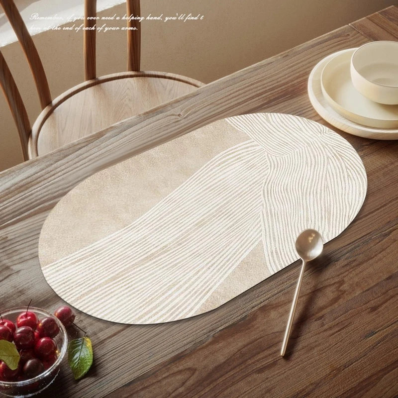 Oval Kitchen Placemats Faux Leather Table Coffee Mats Oil-Proof Waterproof Kitchen Place Mats Dining Home Kitchen Table Decor