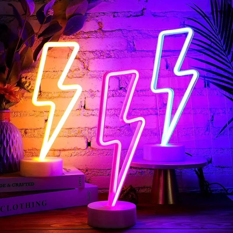 Neon Sign Lightning with base Clouds Lightning Moon Neon Led Sign for Children's Room Party Home Bar Gift Decoration