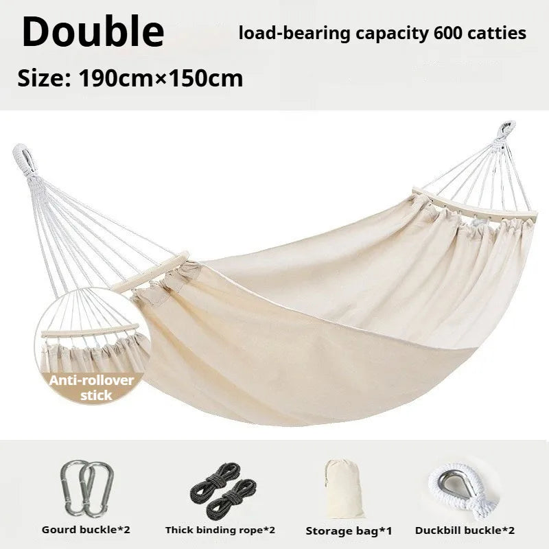 Hammock outdoor swing, anti - rollover for outdoor picnic, beach camping. Suitable for indoor use at home, for single or double