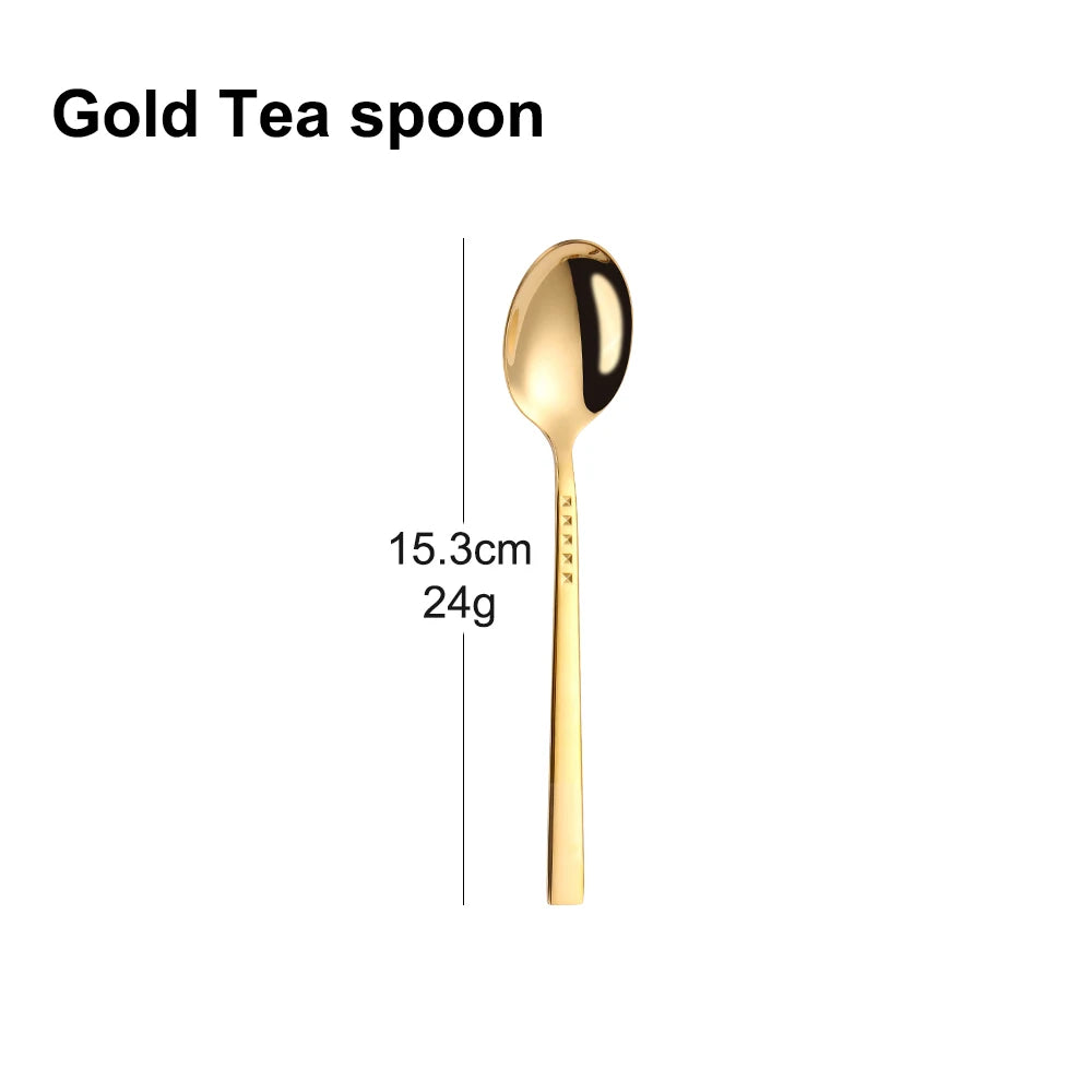3/4/6/12Pcs Sliver Coffee Spoon Set Stainless Steel 304 Stirring Teaspoons Cake Dessert Spoon For Home Party Gold Tableware
