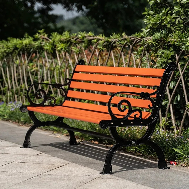 High Quality Outdoor Metal Bench Garden Park Chair with Environmental Protection Plastic Wood Wave Shape