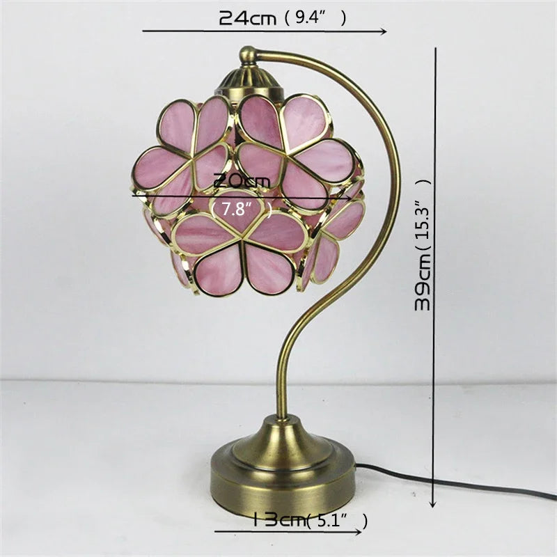GISELLE Tiffany Table Lamp LED Modern Creative Pink Petal Desk Light For Home Living Room Bedroom Bedside Decor
