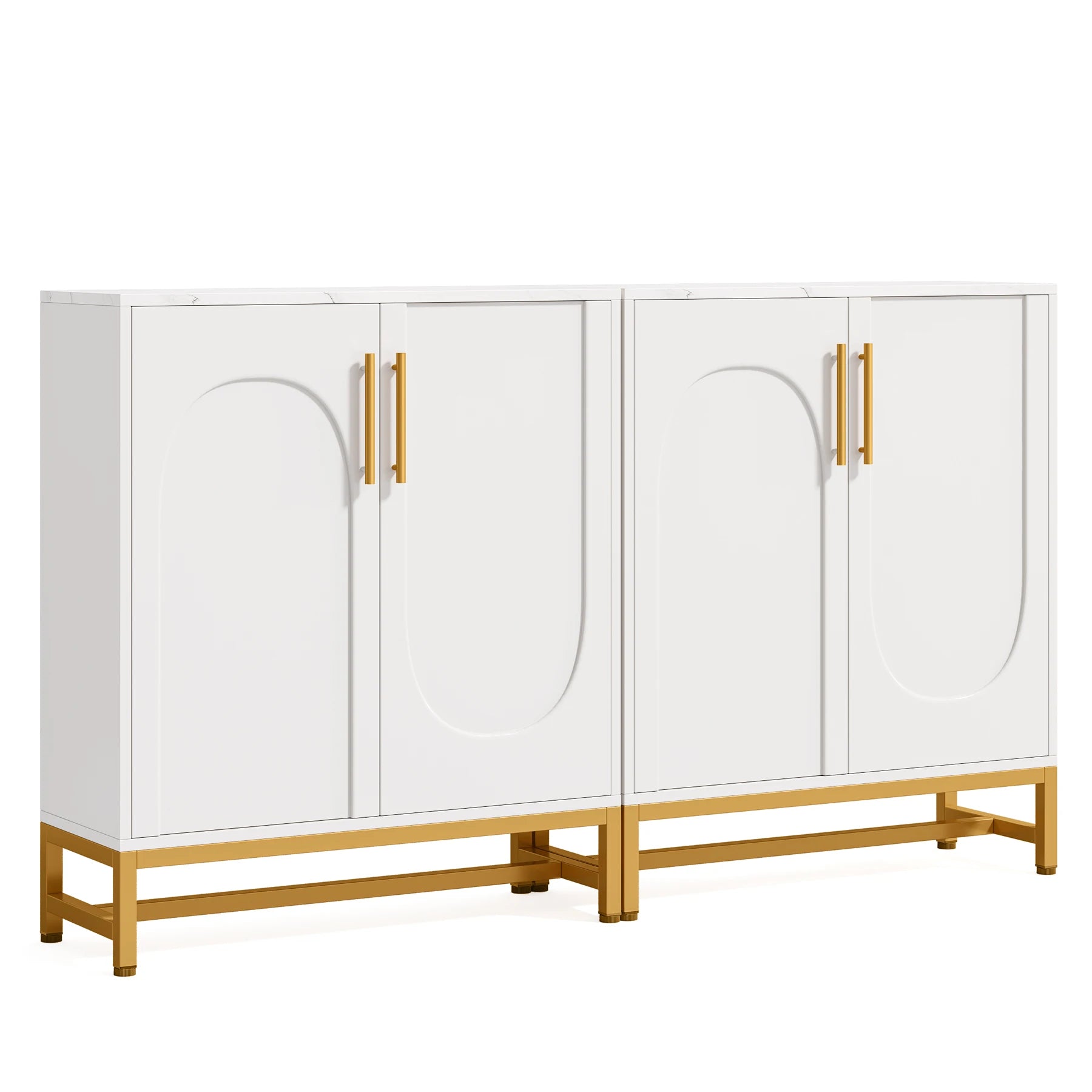 Tribesigns Modern Sideboards, Buffet Cabinet with 4 Doors and Adjustable Shelves (White)