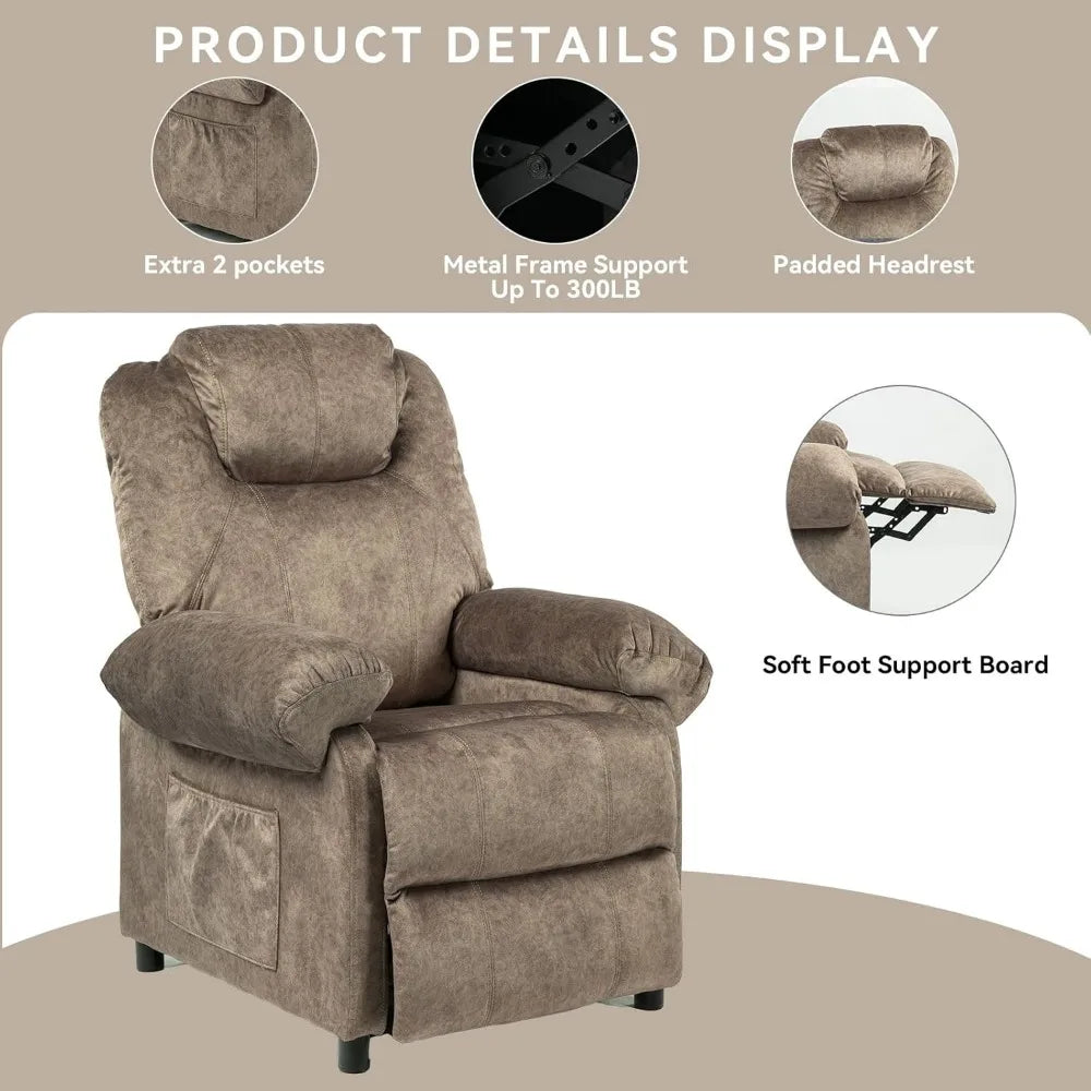Massage Recliner Chair with Heat,Overstuffed Fabric Recliner Chairs with Heating,Small Recliner for Living Room Bedroom, Manual