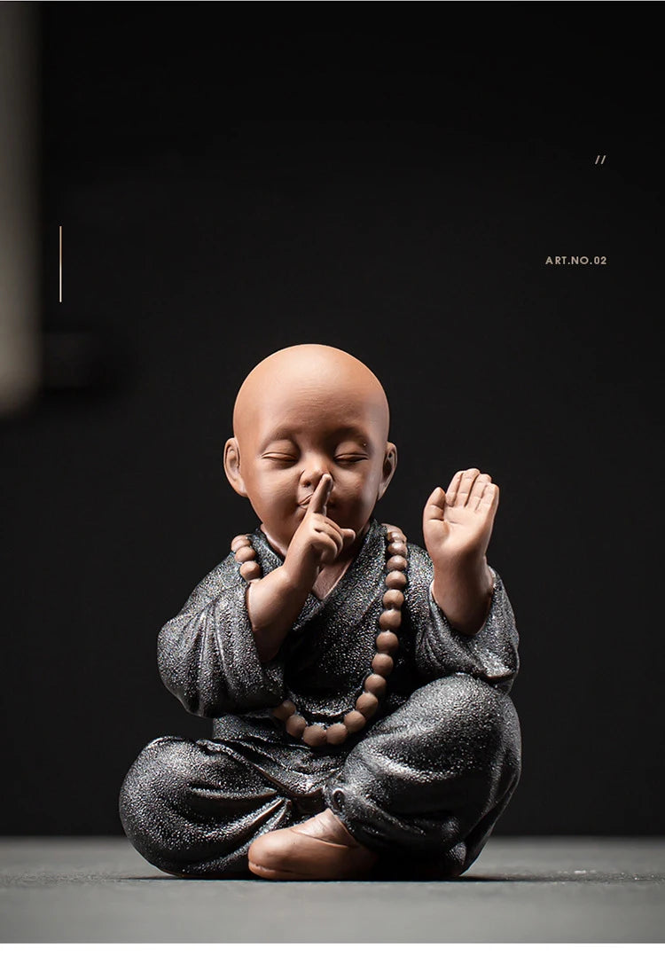 Ceramics Four Not Small Monk Statue Ceramic crafts Chinese characteristic decoration luxurious Home, Study, office accessories