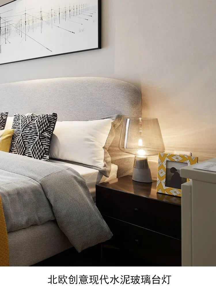 Modern Minimalist Cement Creative LED Desk Lamp Bedroom Bedside Study Hotel Living Room Grey Glass Art Light Home Decor Lighting