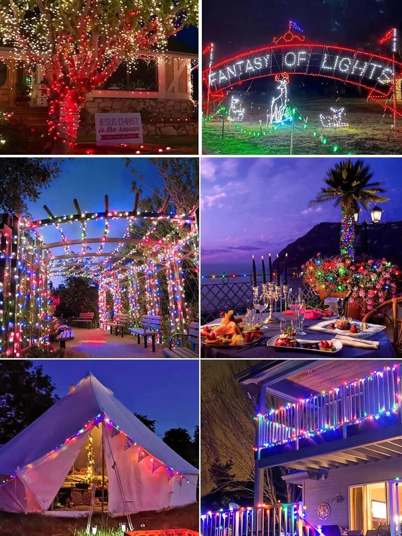 4Pcs 160ft Solar String Lights - 400Pcs Led Outdoor Fairy Lights, 8 Modes, Waterproof for Garden, Terrace, Tree Decoration - Great for Christmas, Weddings and Party (Warm Light) Ip44