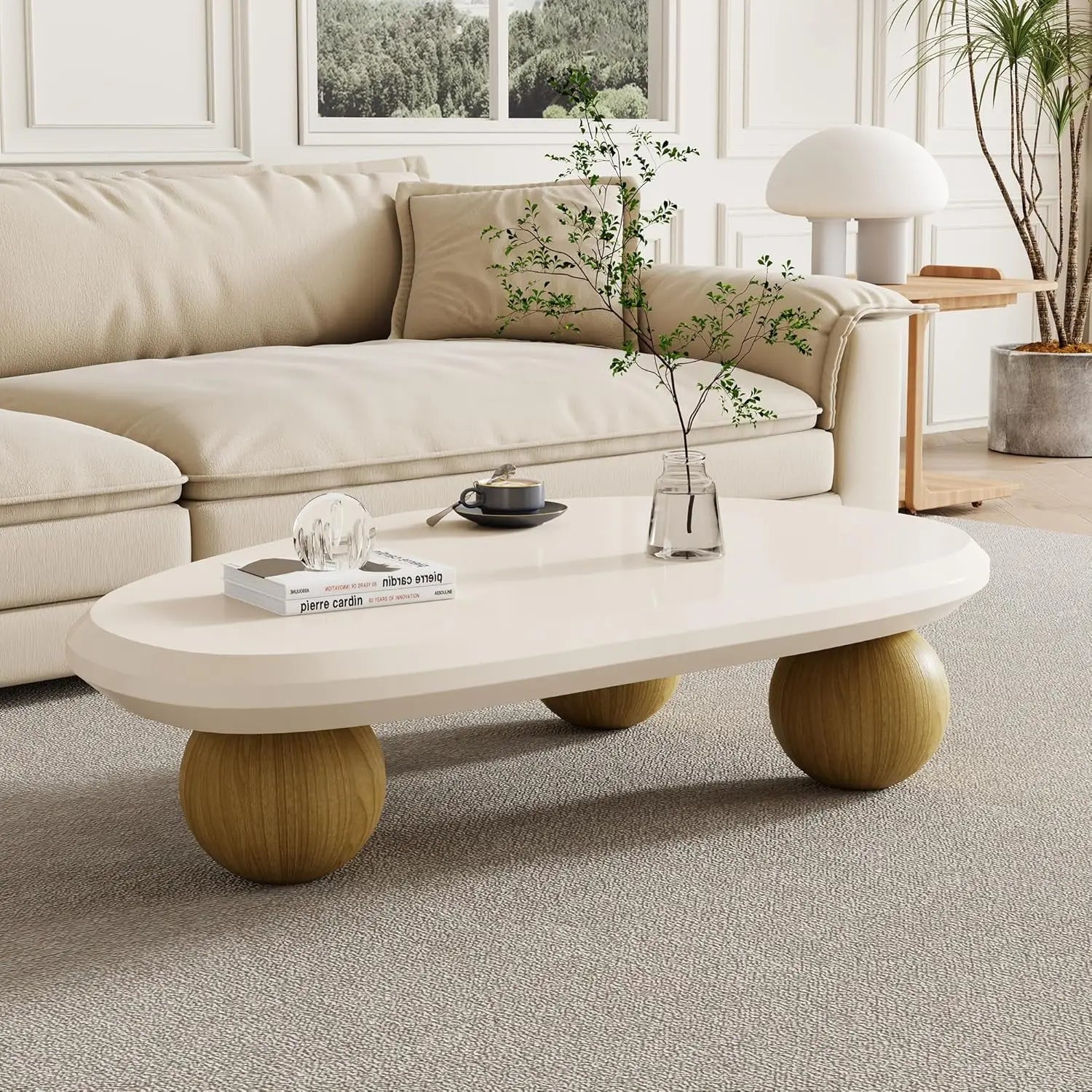 Small Mid-Century Vintage Oval Coffee Table – Rustic Mini Center Table for Living Rooms