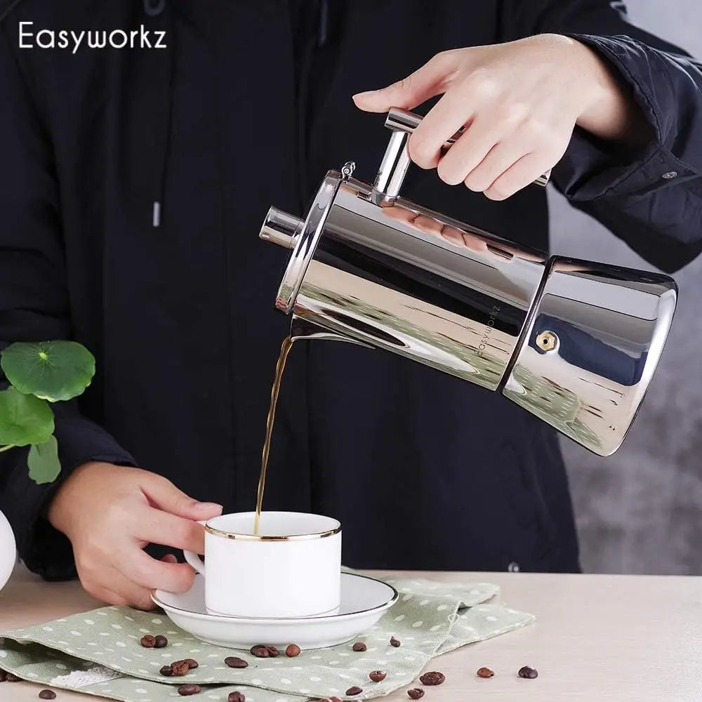 Easyworkz Diego Stovetop Espresso Maker – Stainless Steel Italian Moka Pot