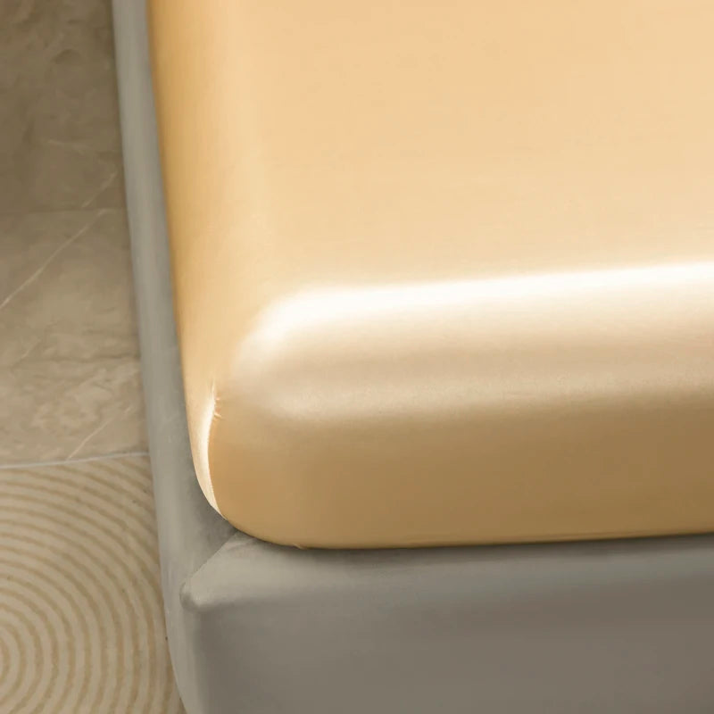 Opulent Solid Color Satin Bedding Set,Includes Flat Sheet, Fitted Sheet, Pillowcases,Luxury Linens for a Royal Sleep Experience