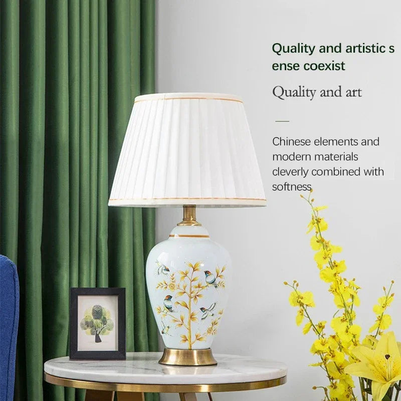 CEDRIC Contemporary ceramics Table Lamp American luxurious Living Room Bedroom  Bedside Desk Light Hotel engineering Decorative
