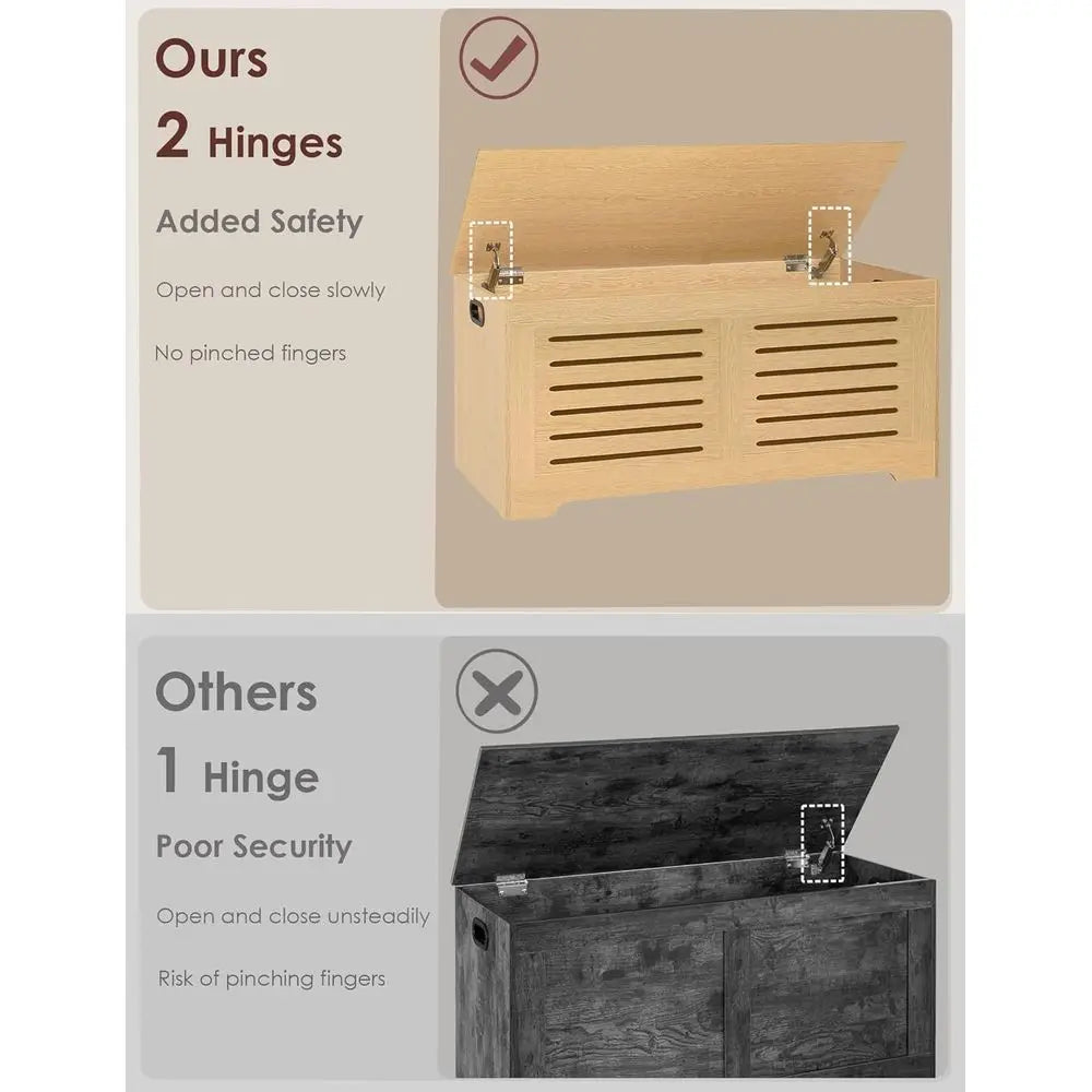 Wooden Storage Chest Bench – 43.3″ Flip-Top Farmhouse Shoe Bench