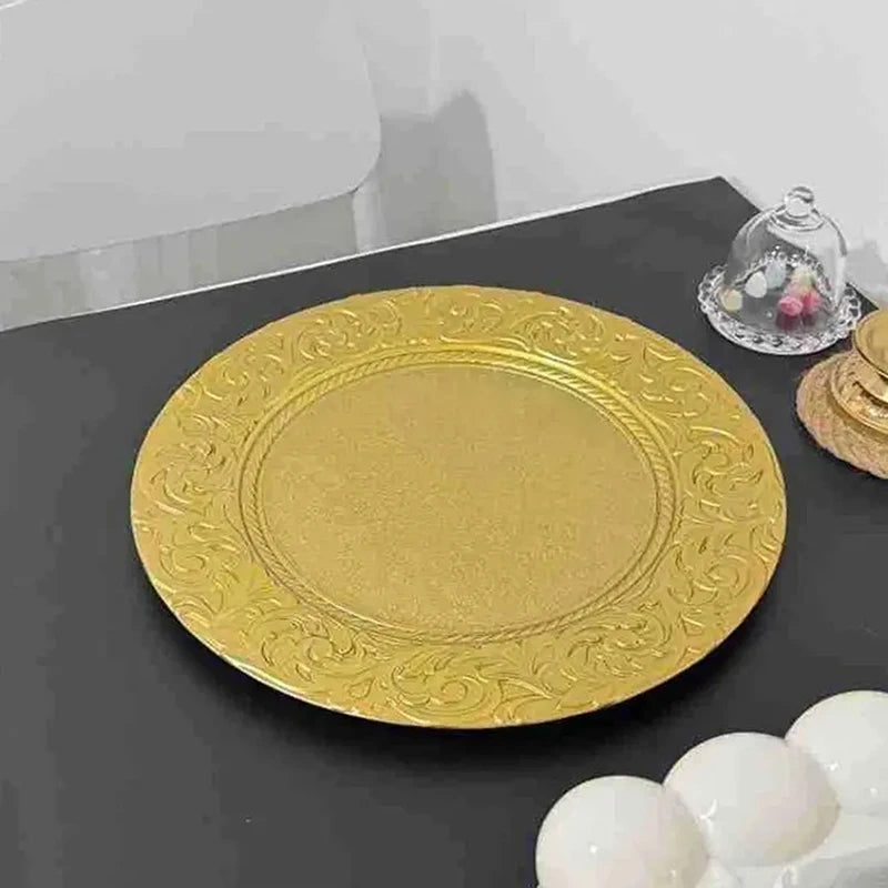 Vintage European Style Charger Plate – Decorative Plastic Dinner & Serving Tray