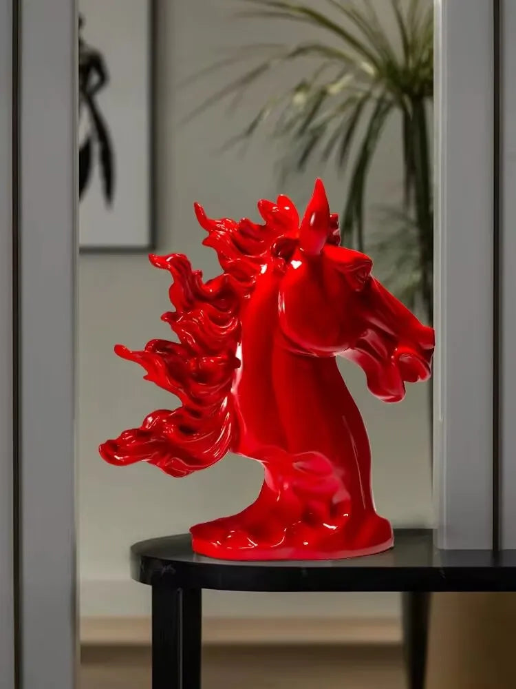 Decorations For Home Red Horse Head Sculpture Instant Success Decoration Home Decor Living Room Office Decor Hotel Clubhouse Gif