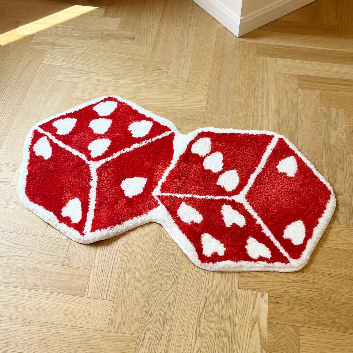 Red Dice Bedroom Tufted Rug Living Room Carpet Washable Cheerful Bedside Mat Soft Floor Pad Doormat Aesthetic Home Room Decor