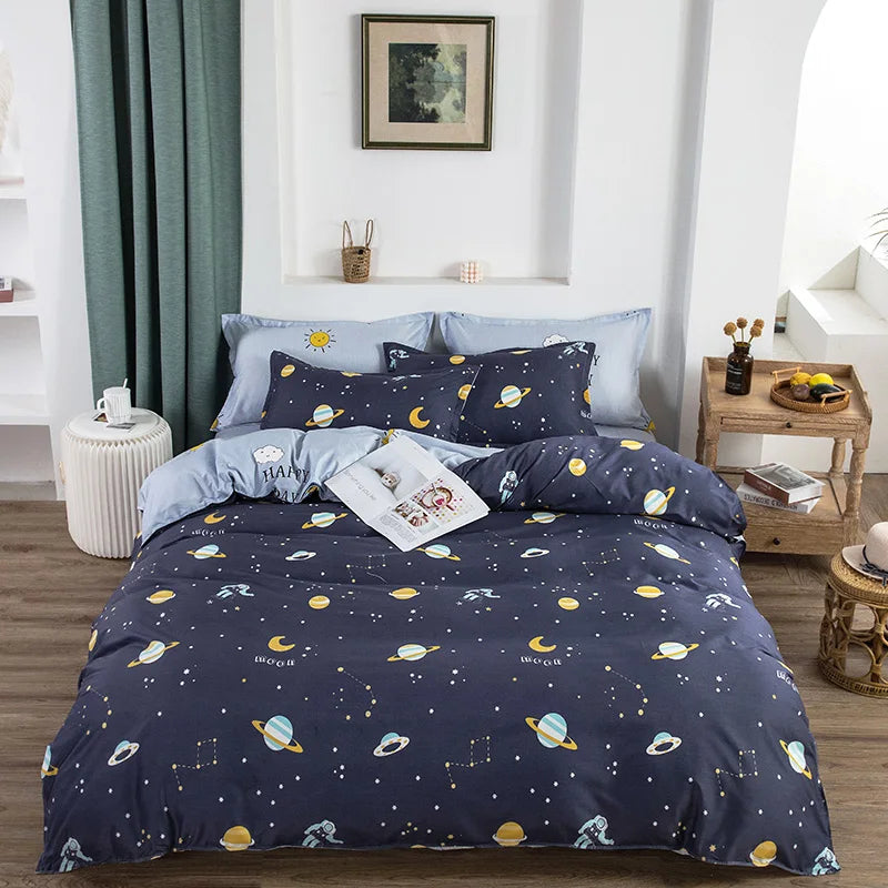 1Pc Ins Style Aloe Vera Cotton Quilt Cover Set Pillowcase Suitable for Bedroom Apartment, Suitable for All Seasons, Skin-Friendly and Comfortable 150/180/200cm(1Pc Quilt Cover + 2Pc Pillowcase)