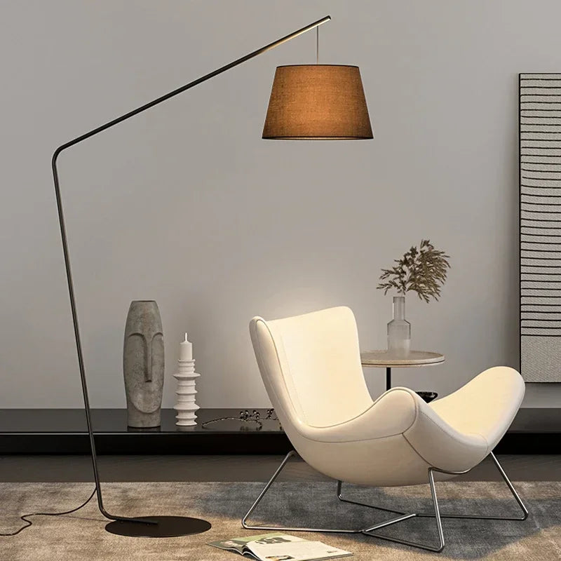 SOFEINA Nordic Black Fishing Floor Lamp Modern Family Living Room Beside The Sofa Creative LED Decorative Standing Light