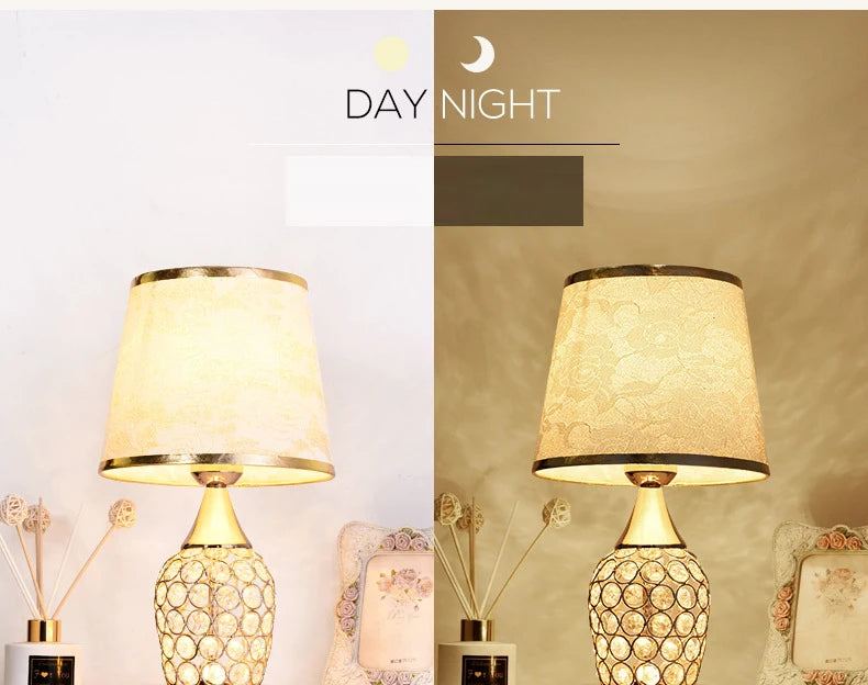 European-Style Crystal Table Lamp Ins Simple Modern Bedroom Warm Romantic Fashion Creative Decorative Bedside Lamp