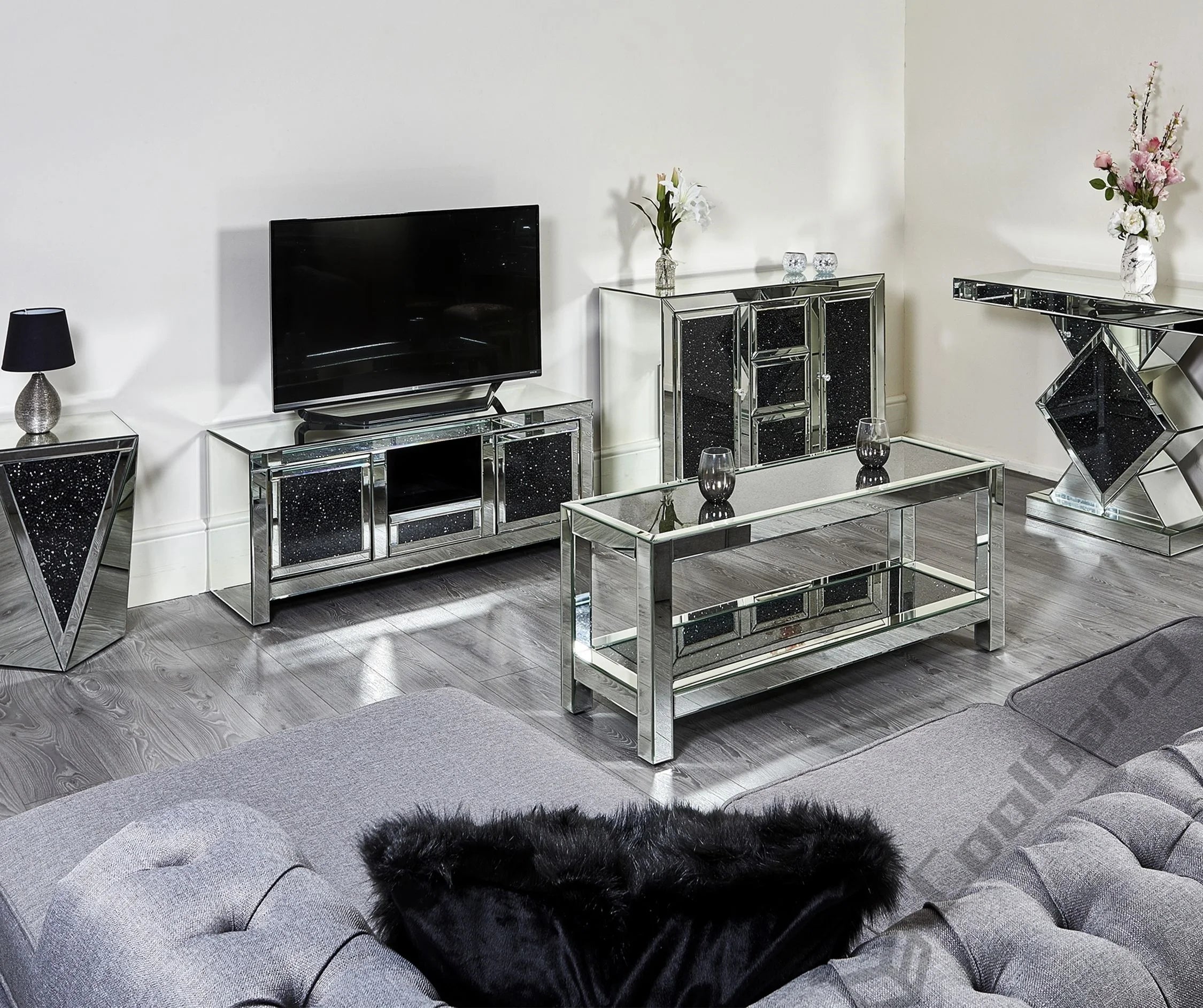 European Livingroom Furniture Home Decoration 80cm Crushed Diamond Wall Mirror