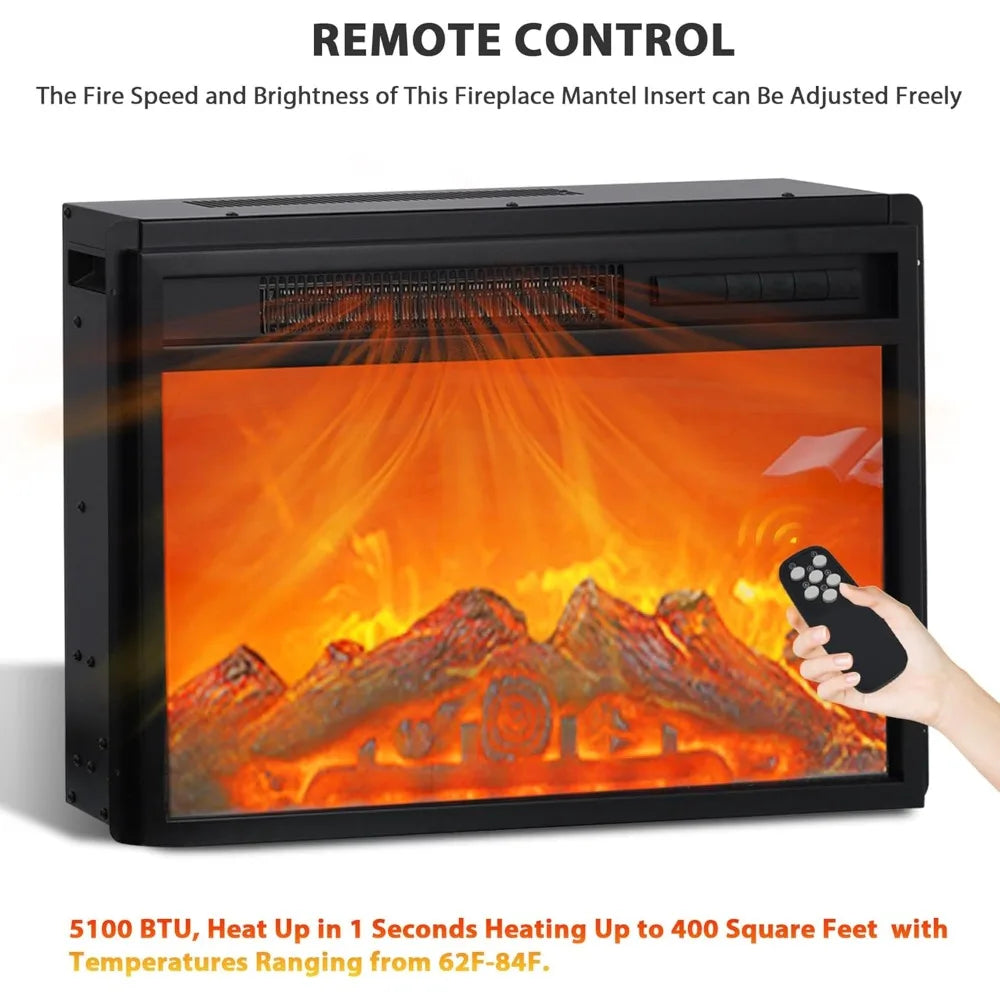 58" Fireplace TV Stand for TVs up to 65", Entertainment Center with Storage, 23" Electric Fireplace Insert Heater with Remote