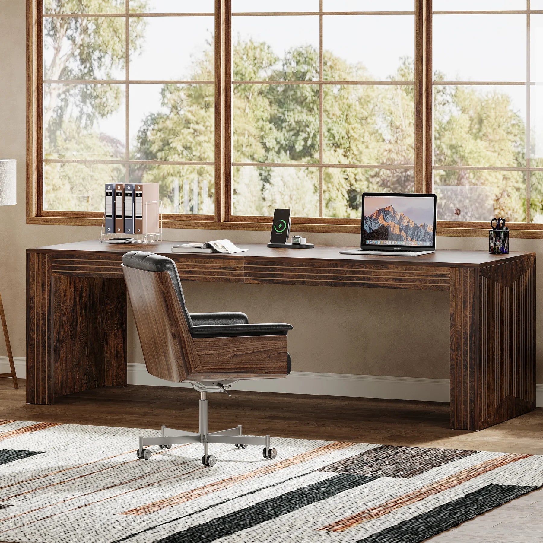 Tribesigns 79-Inch Extra Long Desk, Two Person Double Desk for Home Office, Wooden Long Computer Desk Writing Table for Office