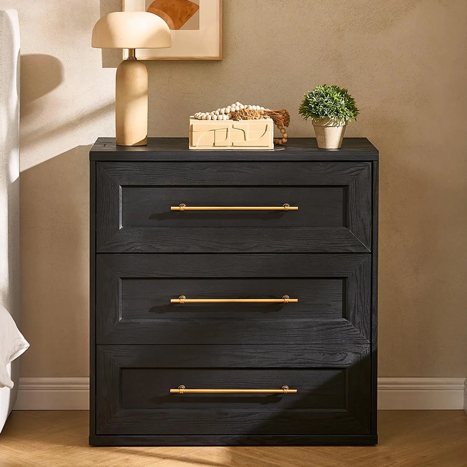 Blake 3 Drawer Dresser for Bedroom, Chest of Drawers, Wood Organizer, Modern Farmhouse, Tall Night Stand, Enhanced Safety