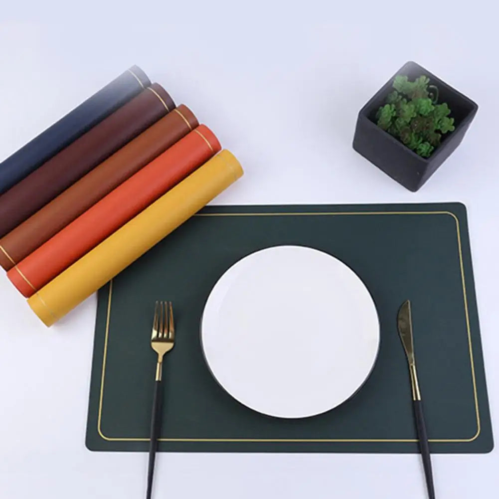 Place Mat for Dining Table Easy to Clean Place Mat Waterproof Faux Leather Double-sided Place Mat Heat Insulation for Kitchen