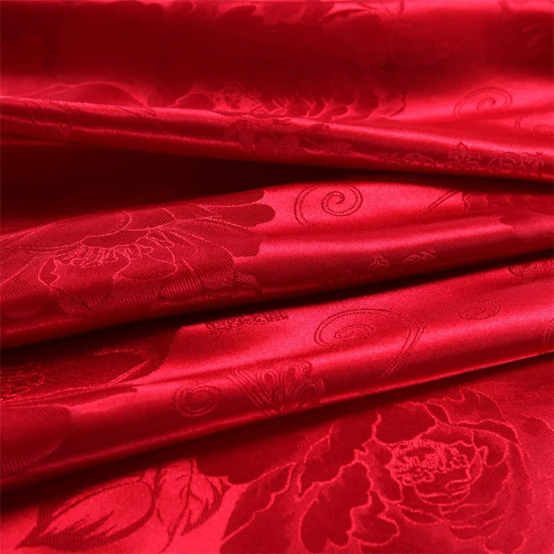 Luxury Satin Jacquard Single Double Duvet Cover Set High End European Wedding King Size Bedding Set Queen Size Quilt Cover Set