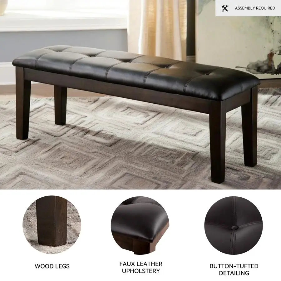 Ashley Haddigan Upholstered Dining Bench – Traditional Dark Brown