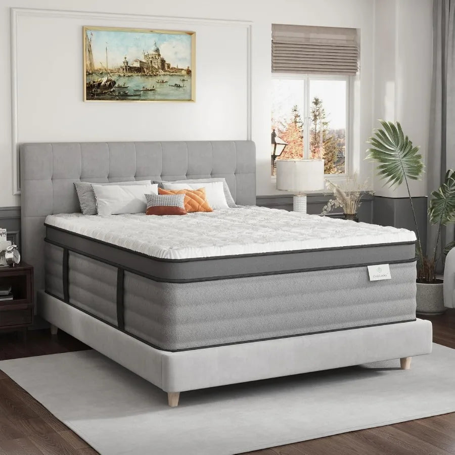 King Size Mattress 14 Inch Medium Firm King Mattress in a Box Gel Memory Foam and Pocket Springs for Back Pain Relief Extra Lum