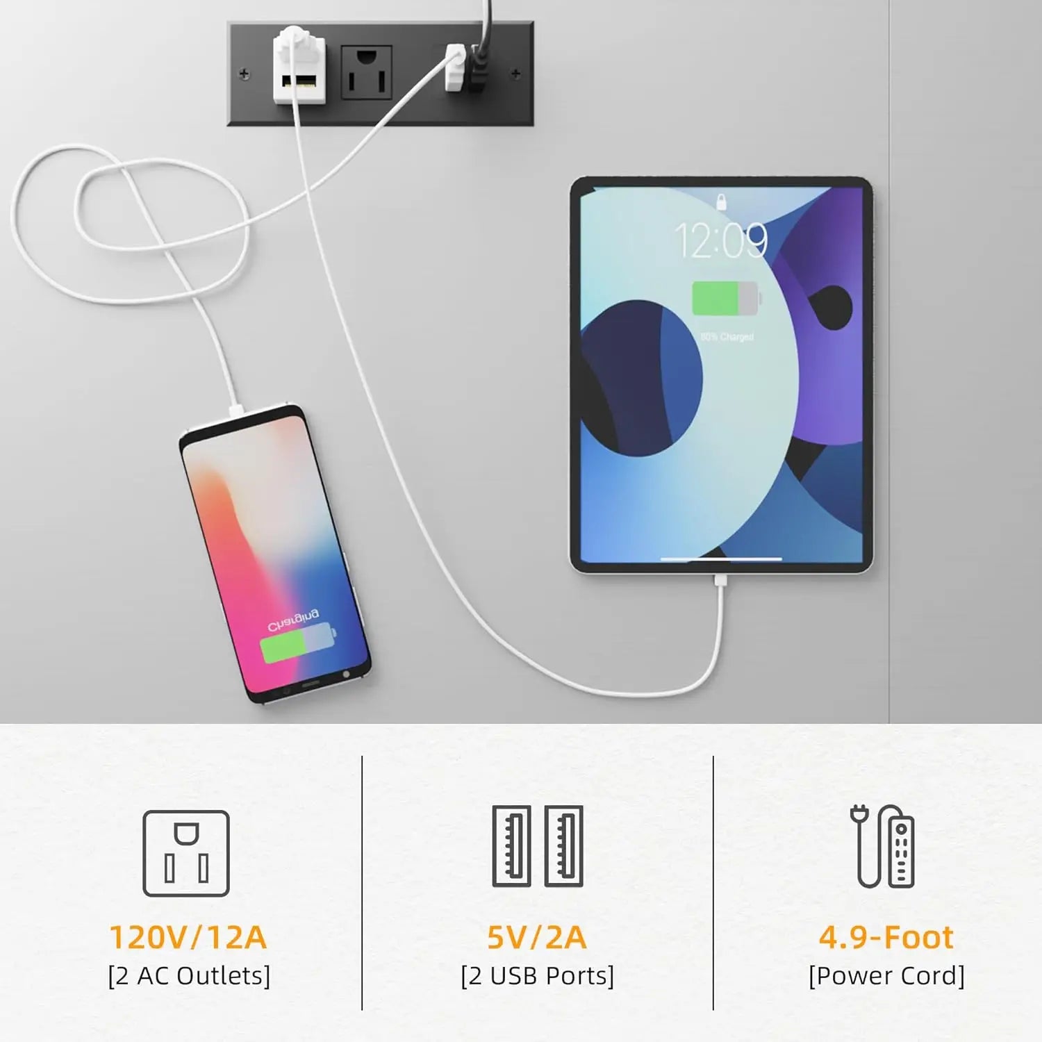 Freestanding Wine Bar Cabinet – LED Lighting with Power Outlets & Glass Holder