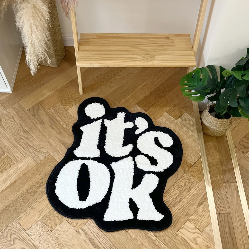It’s OK Handmade Tufted Rug – Fluffy Plush Aesthetic Floor Rug for Bedroom, Living Room & Dorm