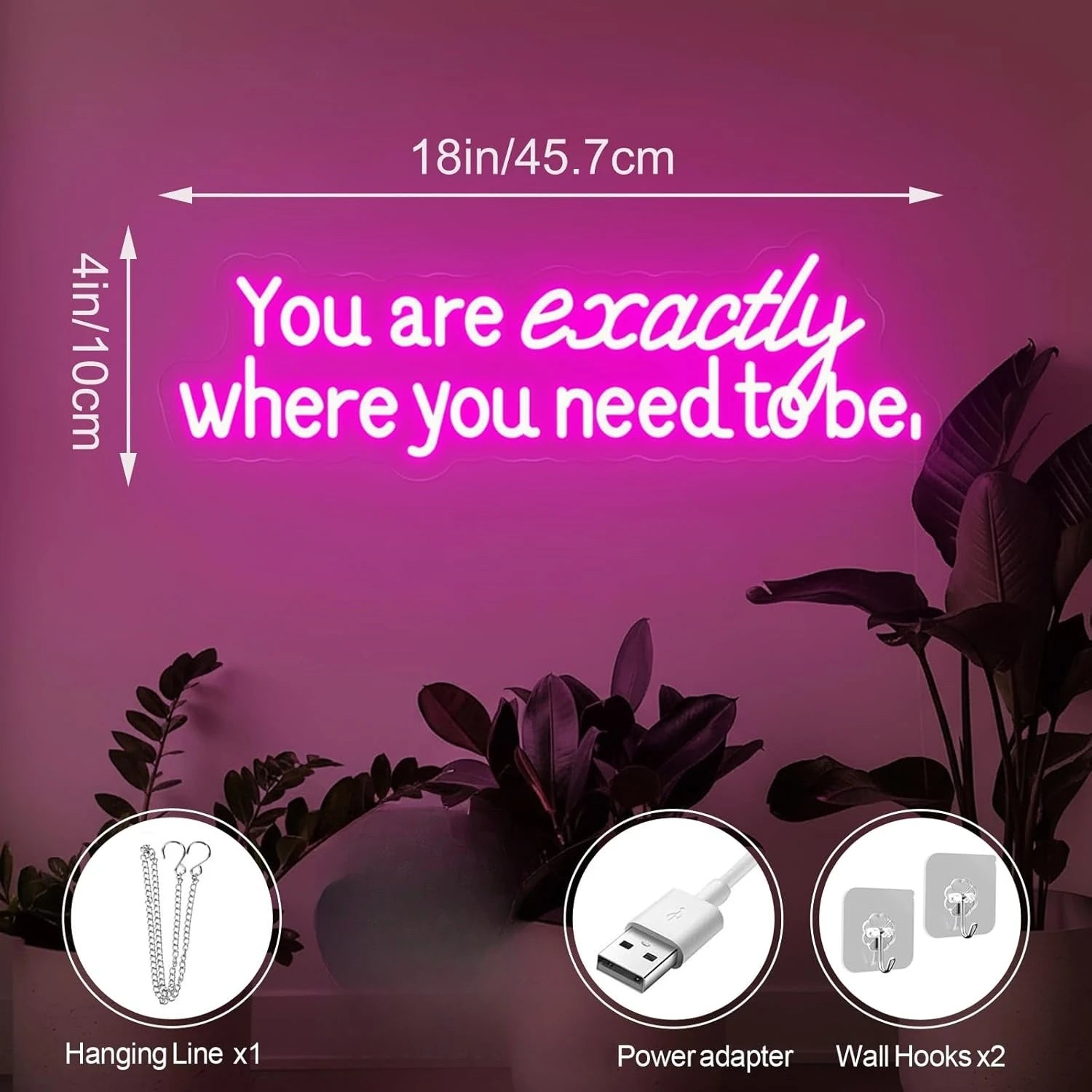 “You Are Exactly Where You Need To Be” LED Neon Sign – Wall Decor Light