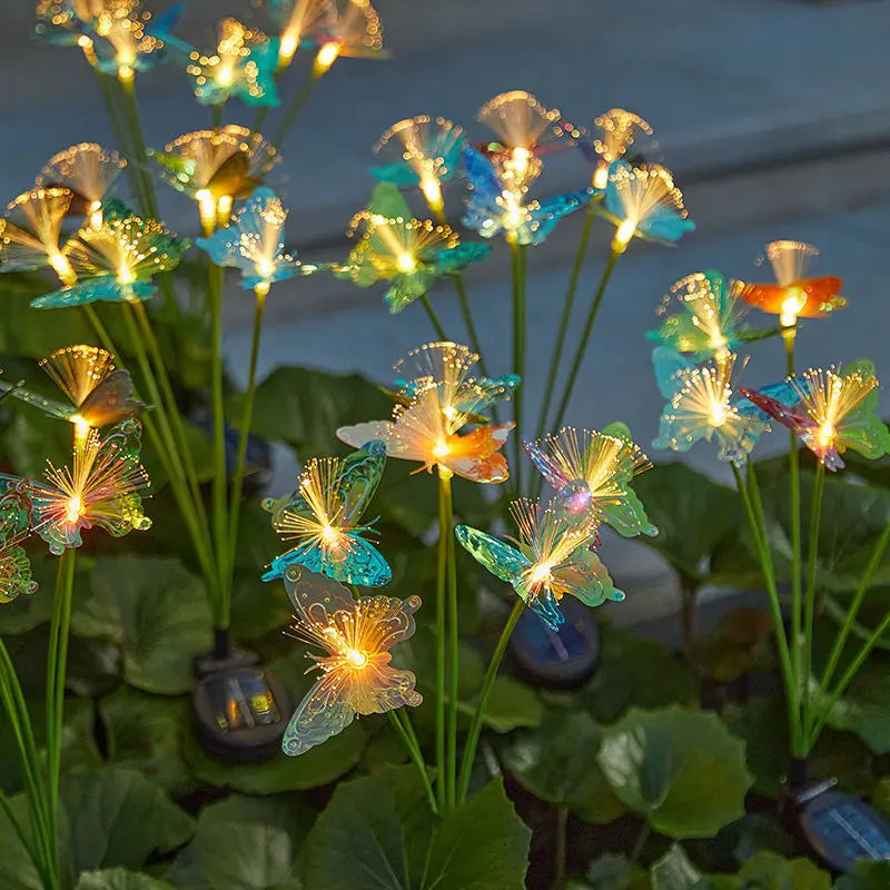 1PC Solar LED Fiber Optic 6 Head Butterfly Light Outdoor Decoration Lawn Light Garden Atmosphere Decoration Light